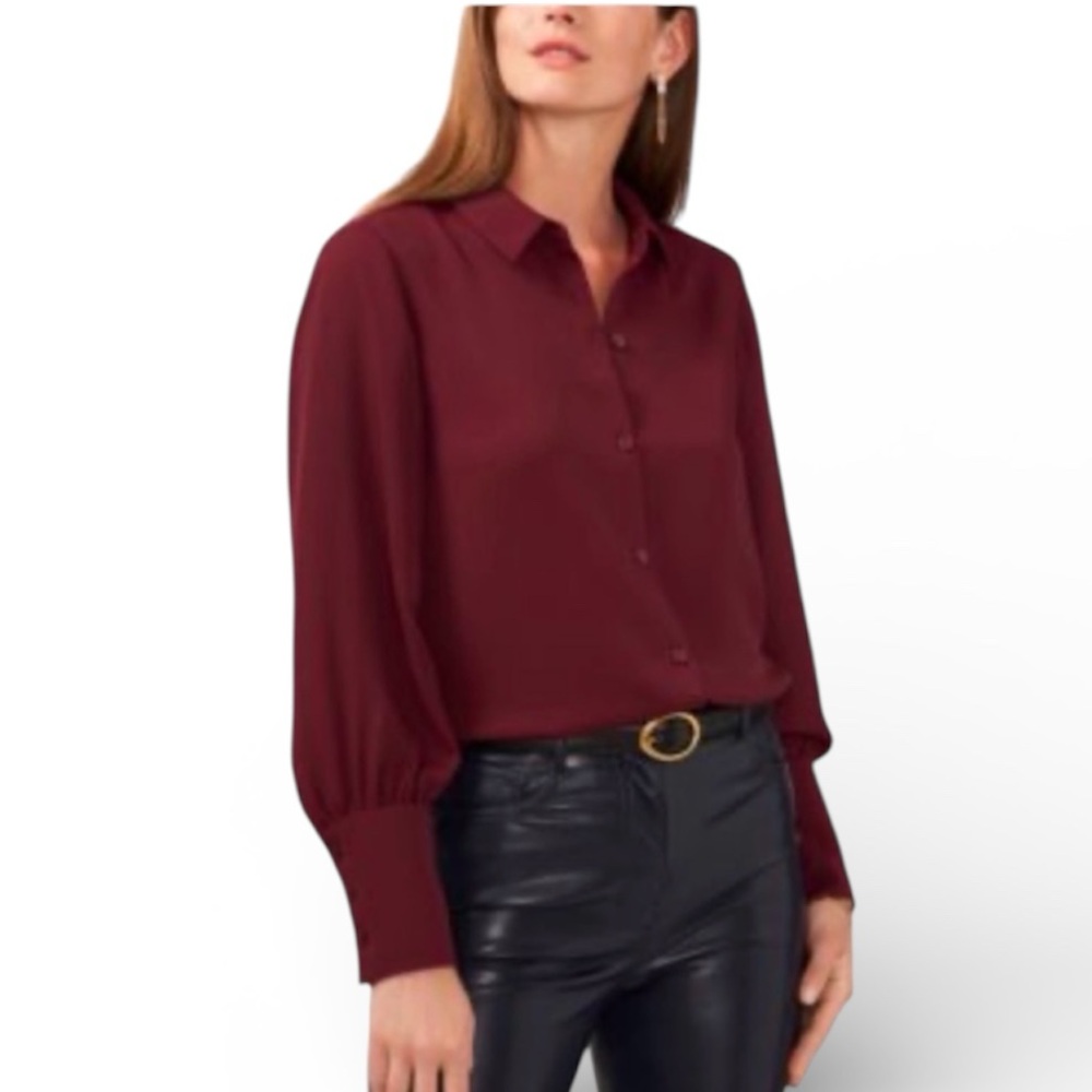 Vince Camuto Button Front Blouse in Earth Red Size Small NWT